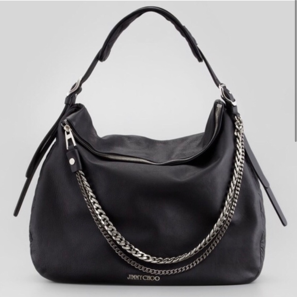 Jimmy Choo Black Chain Leather Hobo Bag - Picture 1 of 3
